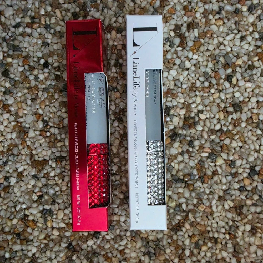 LimeLife by Alcone Perfect Lip Gloss Set 2 Shine Jeweled Cap 0.21oz Each NIB